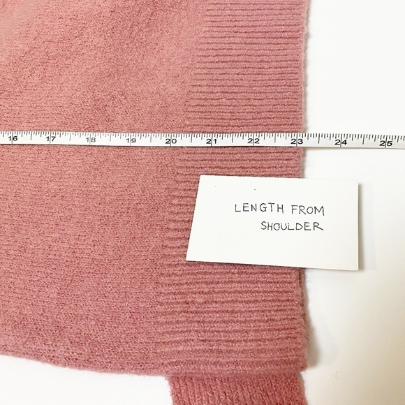 WAYF Tie Waist Sweater new NWT blush rose pink medium crew high neck wool bow - Picture 7 of 9